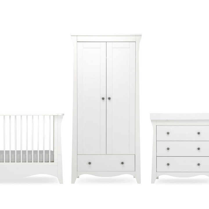 CuddleCo Clara 3-piece Nursery Furniture Set - White/Ash