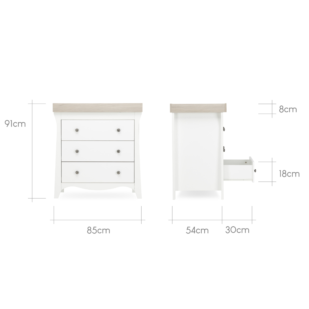 CuddleCo Clara 2-piece Nursery Furniture Set - White/Ash