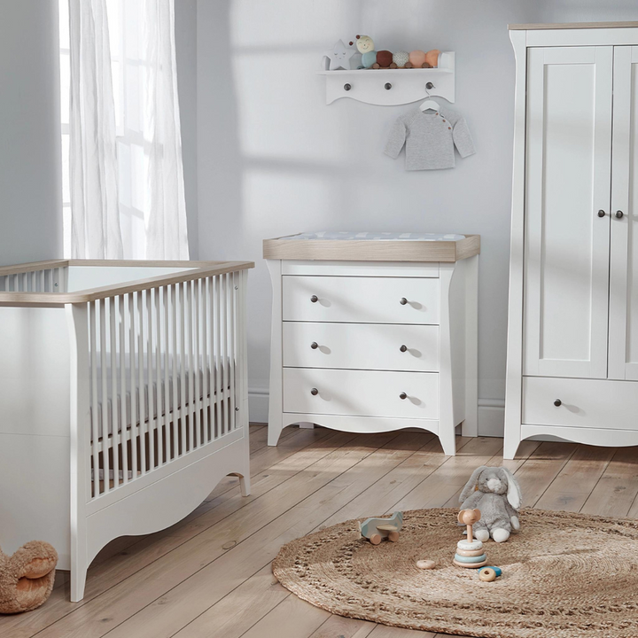 CuddleCo Clara 3-piece Nursery Furniture Set - White/Ash