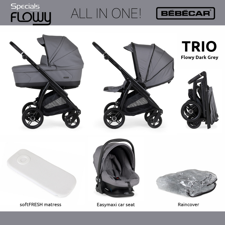 Bebecar Flowy Trio - Dark Grey