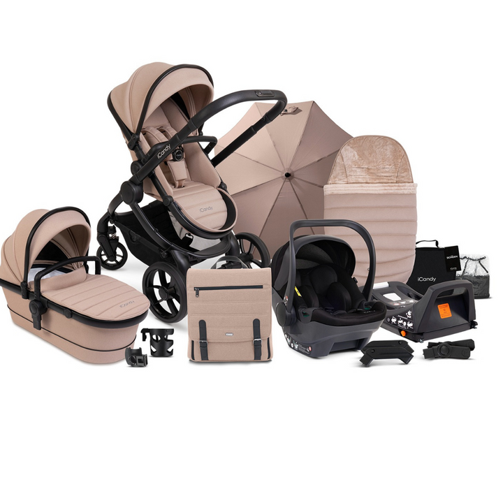 iCandy Peach 7 Pushchair and Carrycot - Complete Car Seat Bundle - Cookie