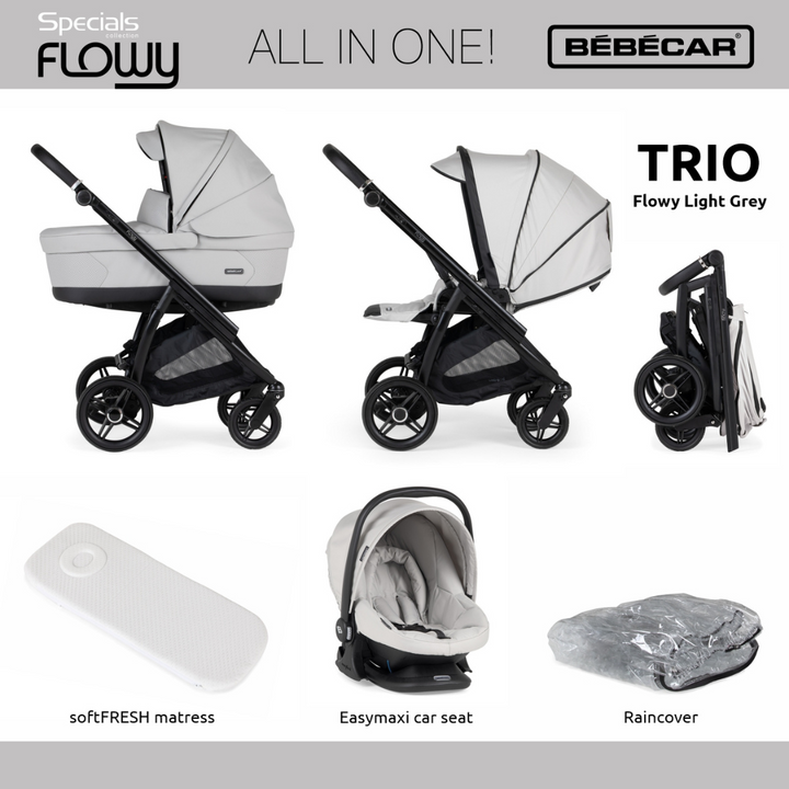 Bebecar Flowy Trio - Light Grey