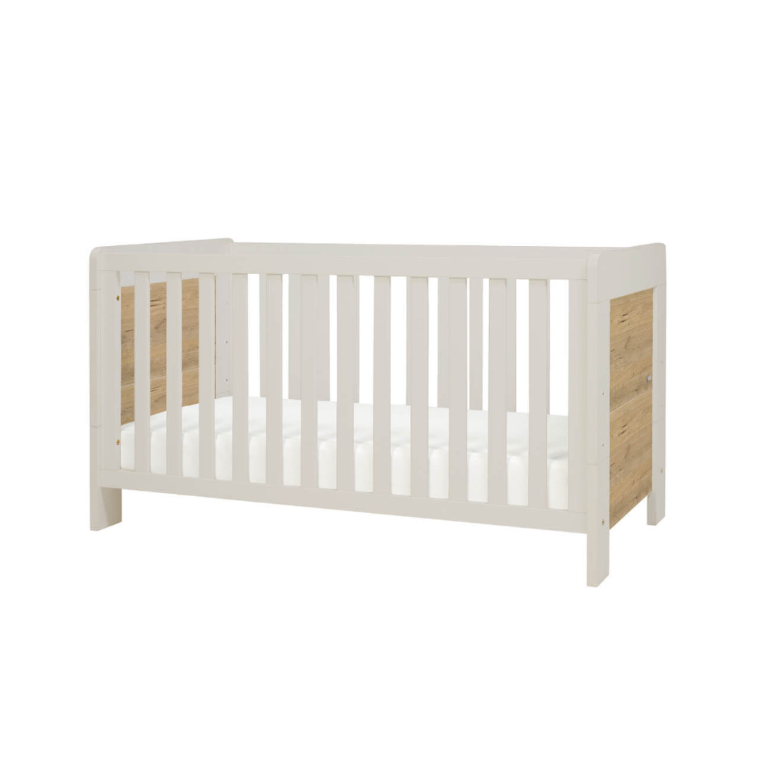 Tutti Bambini Alba Cot Bed - White Sand & Distressed Oak