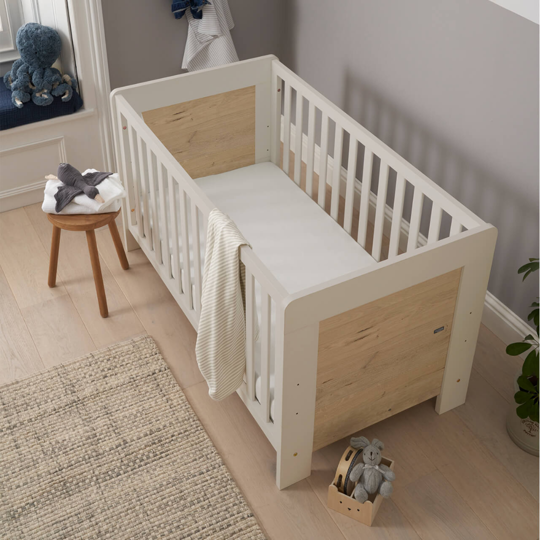 Tutti Bambini Alba Cot Bed - White Sand & Distressed Oak