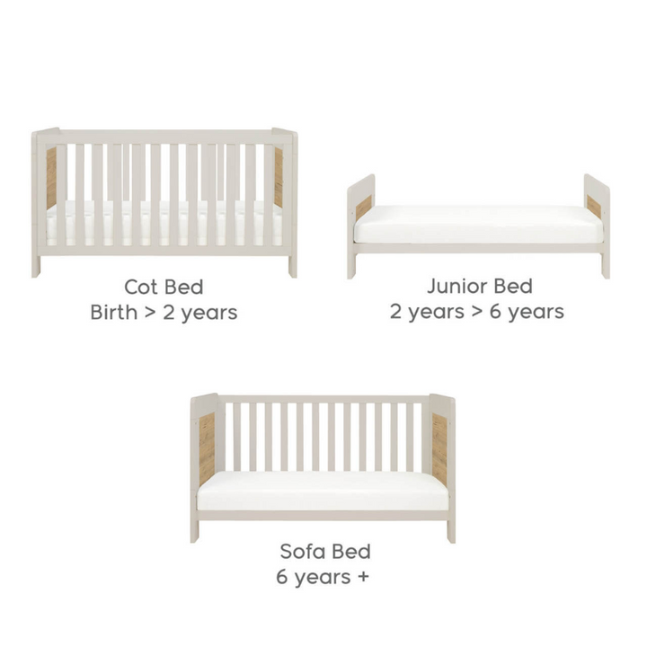 Tutti Bambini Alba Cot Bed - White Sand & Distressed Oak