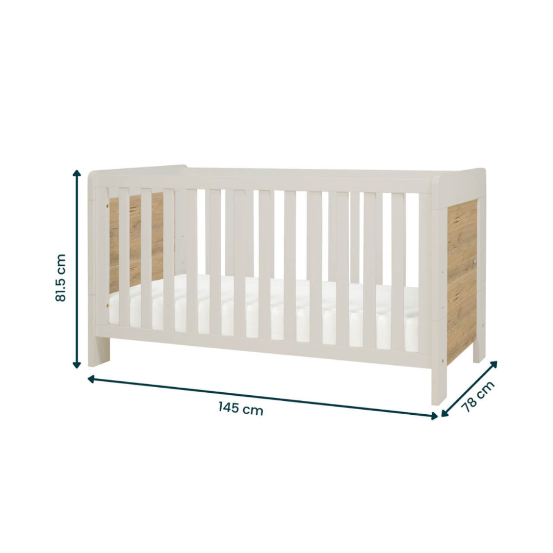 Tutti Bambini Alba Cot Bed - White Sand & Distressed Oak