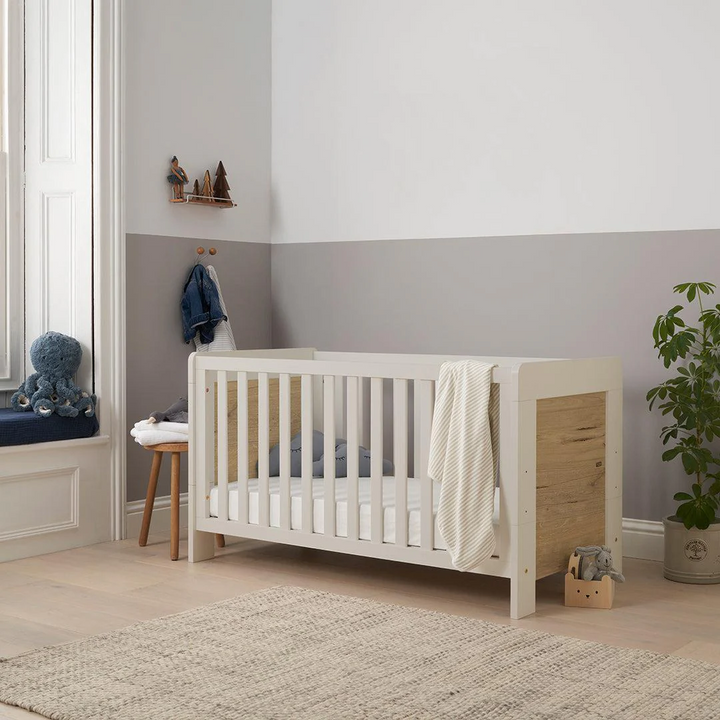 Tutti Bambini Alba Mini Cot Bed - White Sand & Distressed Oak