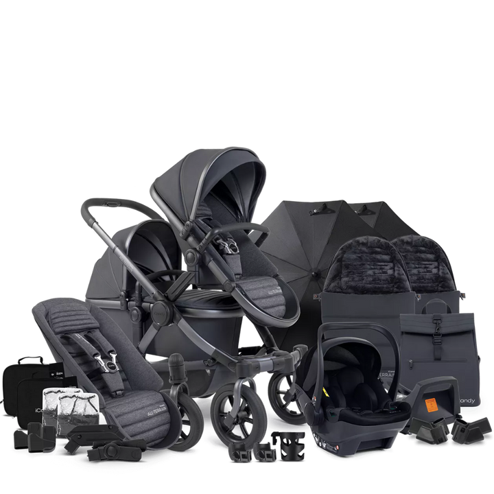 iCandy Peach 7 All-Terrain Double Complete Car Seat Bundle - Storm