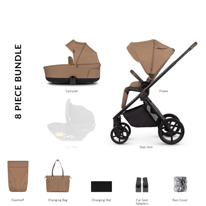 Venicci Claro 8 Piece Pushchair Bundle - Caramel