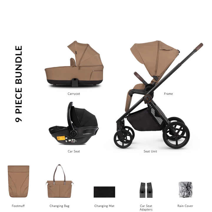 Venicci Claro 9 Piece Pushchair Bundle - Caramel