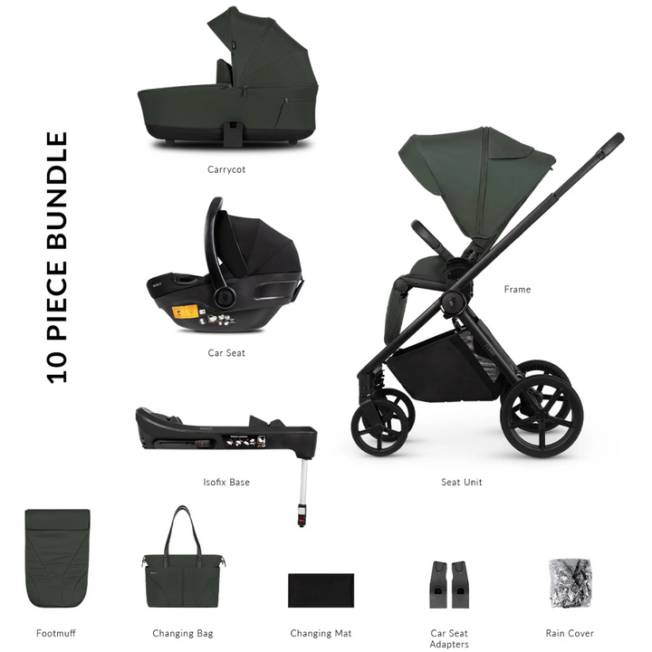 Venicci Claro 10 Piece Pushchair Bundle - Forest