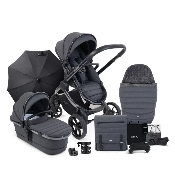 iCandy Peach 7 Pushchair and Carrycot - Complete Bundle - Phantom | Dark Grey