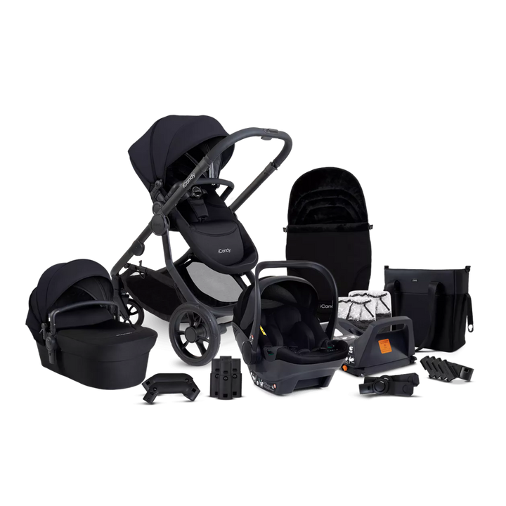 iCandy Orange 4 Travel System & Car Seat Bundle - Jet | Black Edition