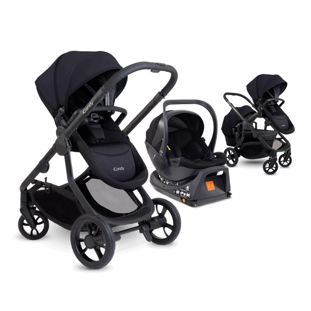 iCandy Orange 4 Travel System & Car Seat Bundle - Jet | Black Edition