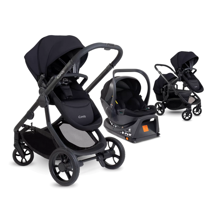 iCandy Orange 4 Travel System & Car Seat Bundle - Jet | Black Edition