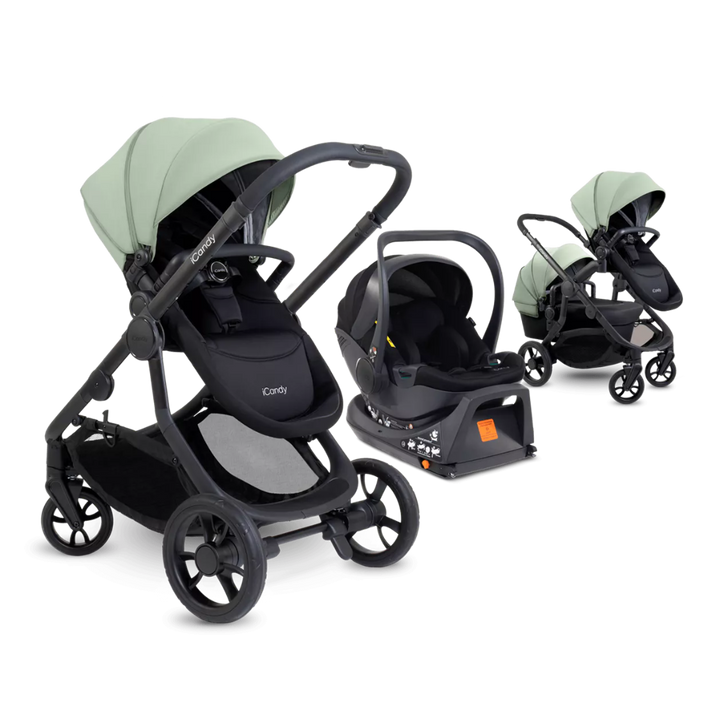 iCandy Orange 4 Travel System & Car Seat Bundle - Jet | Pistachio