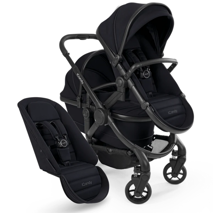 iCandy Peach 7 Double Pushchair and Carrycot - Black Edition