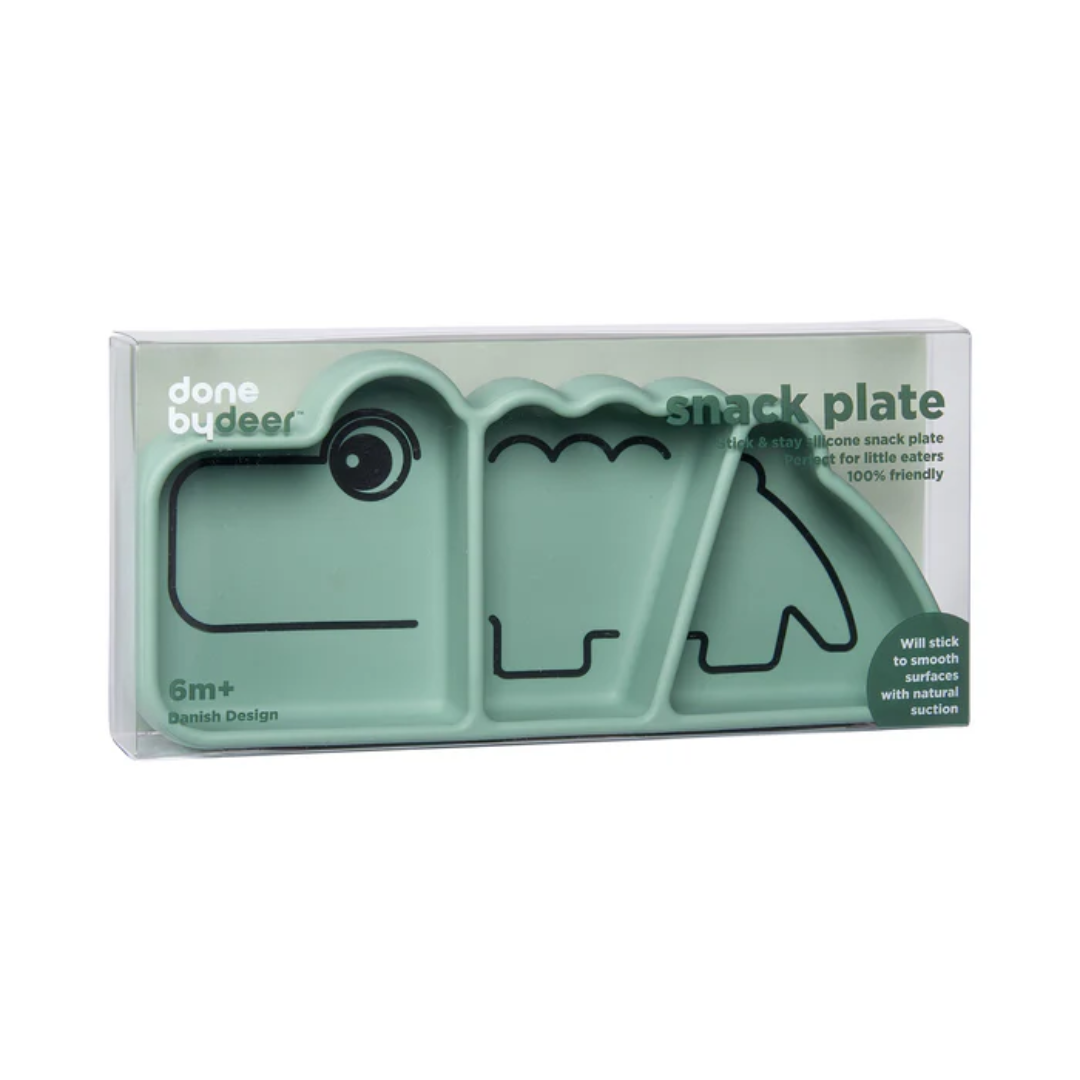 Done by Deer Silicone Stick & Stay Snack Plate - Croco - Green