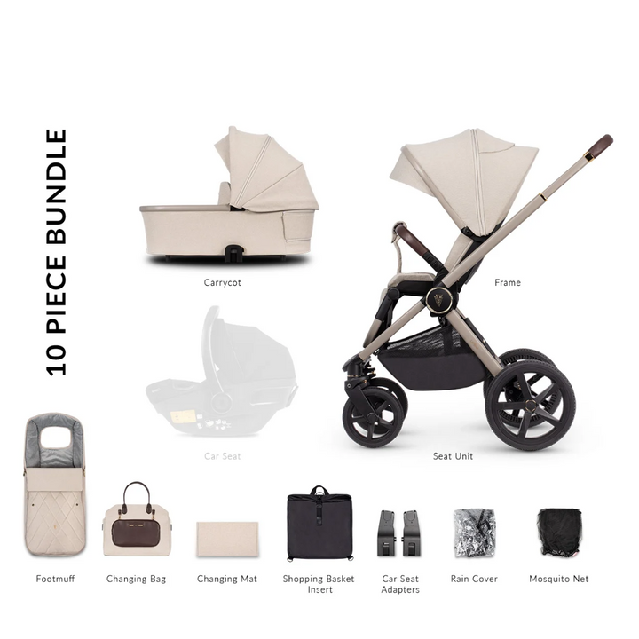 Venicci Upline 10 Piece Pushchair Bundle - Stone Beige