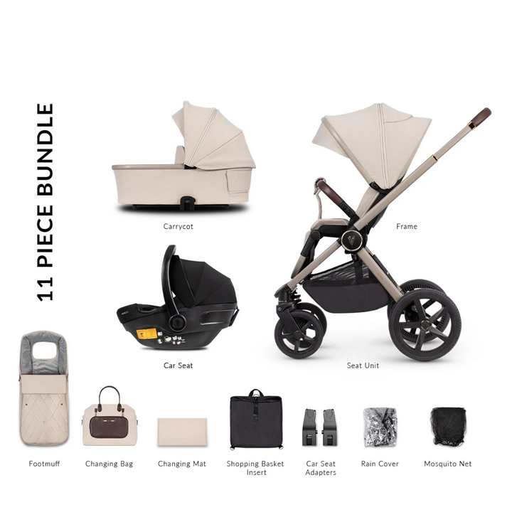 Venicci Upline 11 Piece Pushchair Bundle - Stone Beige