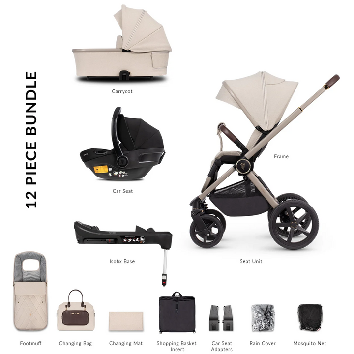 Venicci Upline 12 Piece Pushchair Bundle - Stone Beige